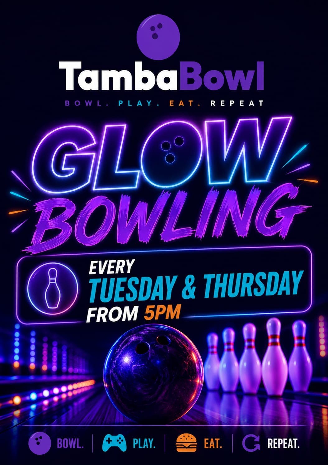 Glow Bowling — Every Tuesday & Thursday from 5PM
