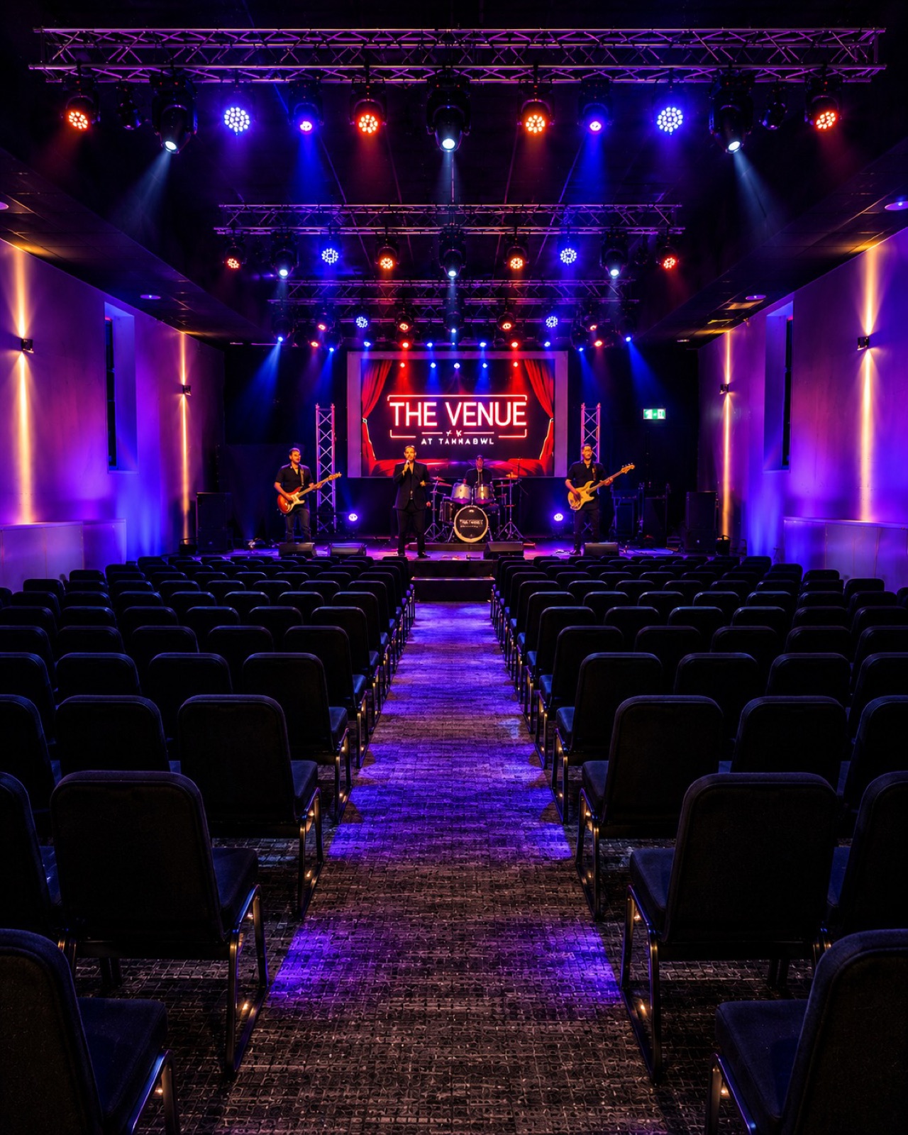 The Venue set up theatre-style with rows of seating facing the stage